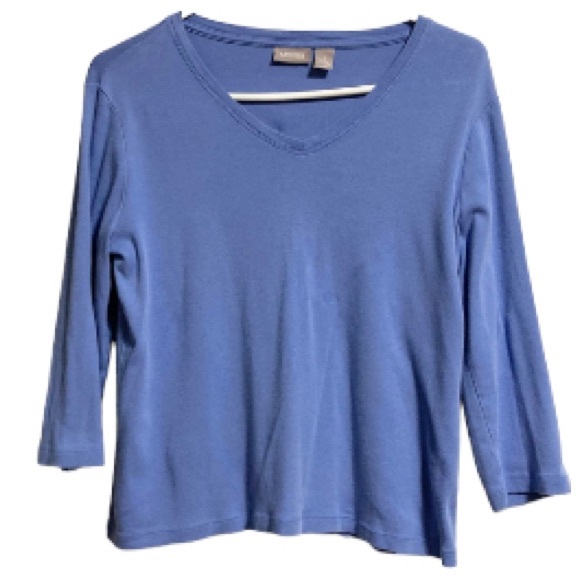 Chicos Blue 3/4 Sleeve Light Blue Basic Cotton Tee Womens Medium Chicos Size 1 - Picture 6 of 13